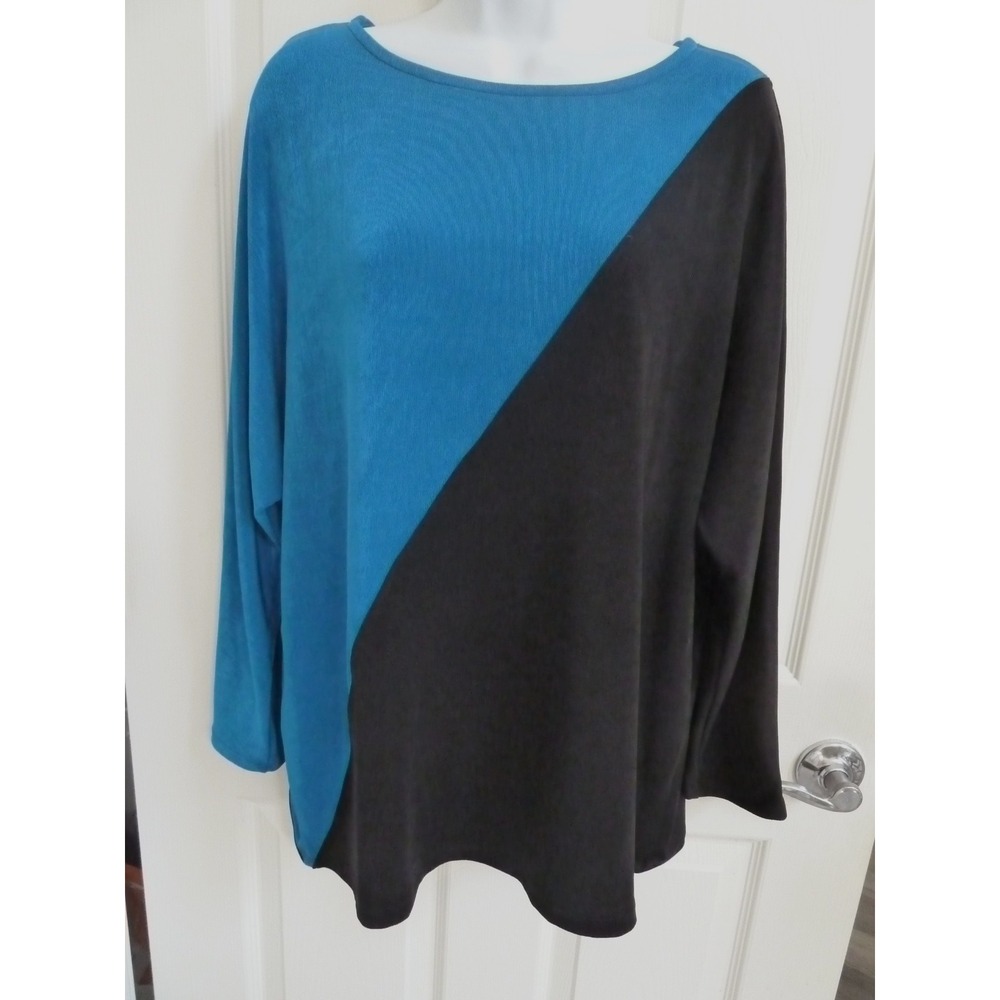 NWOT CHICO'S TRAVELERS Sz 2=Large Colorblock Dolman Sleeve Tunic Top Cruise USA